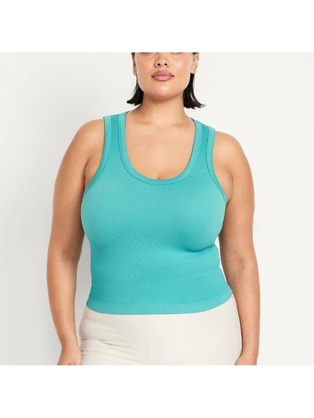 2X • Old Navy • Exhale Seamless Fitted Ribbed Teal Tank Top